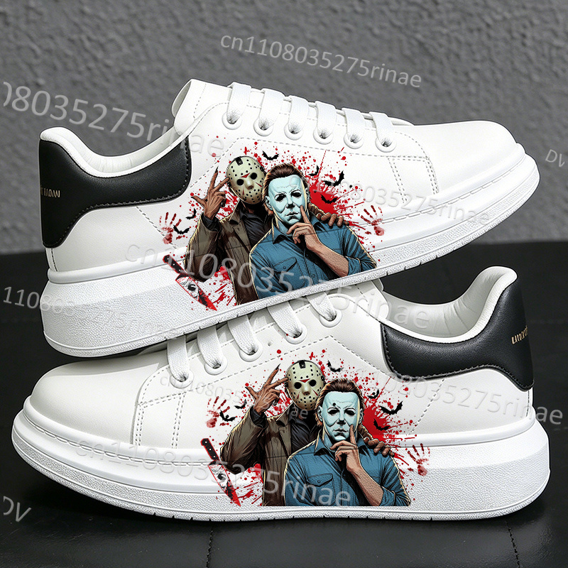Men Shoes Myer - 2026年ハロウィン マイケル・マイヤーズ メンズ・レディース 滑り止め 耐摩耗性 ブラック柄プリント
