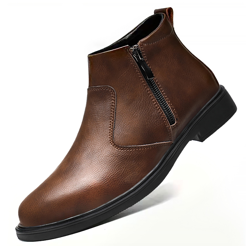 Men Shoes Formal - 秋と冬の新しいメンズハイカットレザーシューズ、ジッパー付きレザーブーツ、ファッショナブルで多用途なビジネスカジュアルシューズ、メンズフォーマルシューズ、チェルシーブーツ