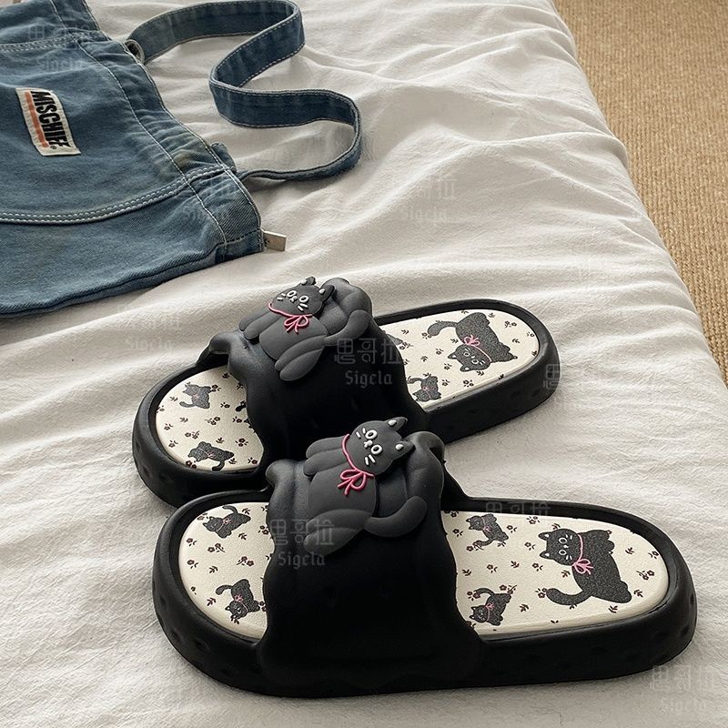Men'S Shoes In Style - Printting かわいいクマの女性スリッパ夏屋内ソフト漫画サンダル浴室滑り止め屋外快適な男性レジャー靴カップル