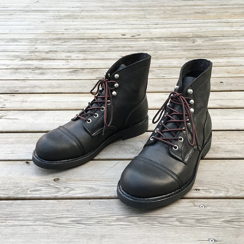 Men Shoes Formal - ニューメンズシューズ高級ブランドヴィンテージメンズブーツ牛革グッドイヤーウェルトアンクルブーツドレスウィングスモーターサイクルブーツツーリングシューズ