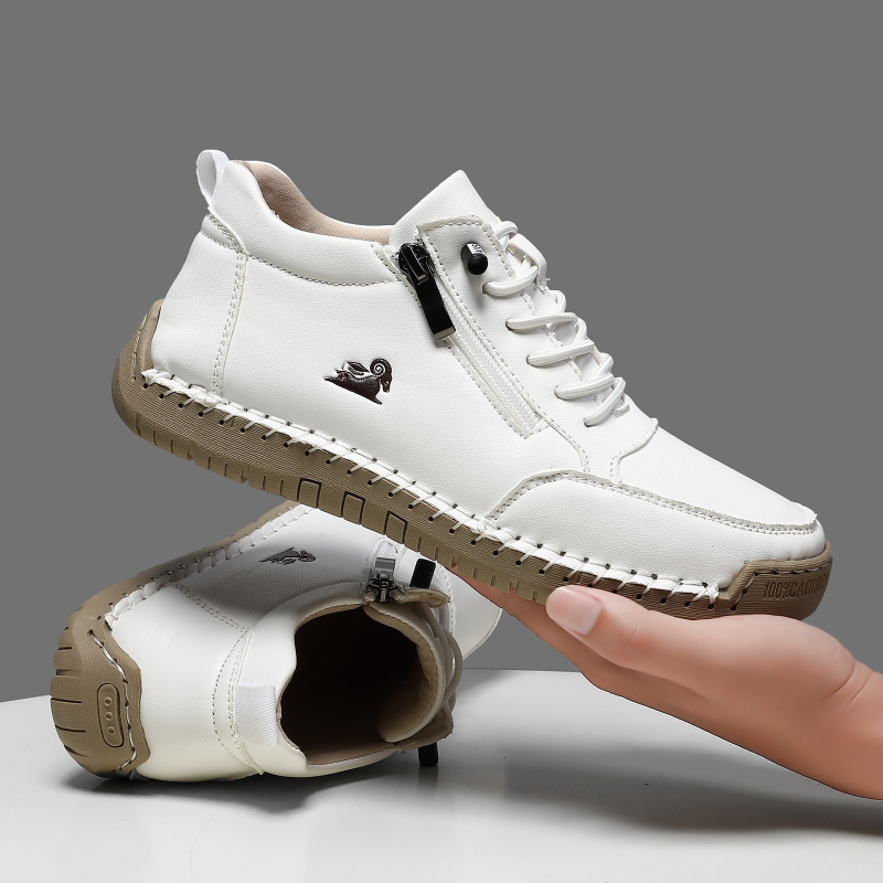 Men Shoes On - 女性用スニーカー手作りレザーカジュアルシューズアウトドアソフトスポーツシューズ男性用クラシック滑り止めレザーシューズ Zapatos De Mujer