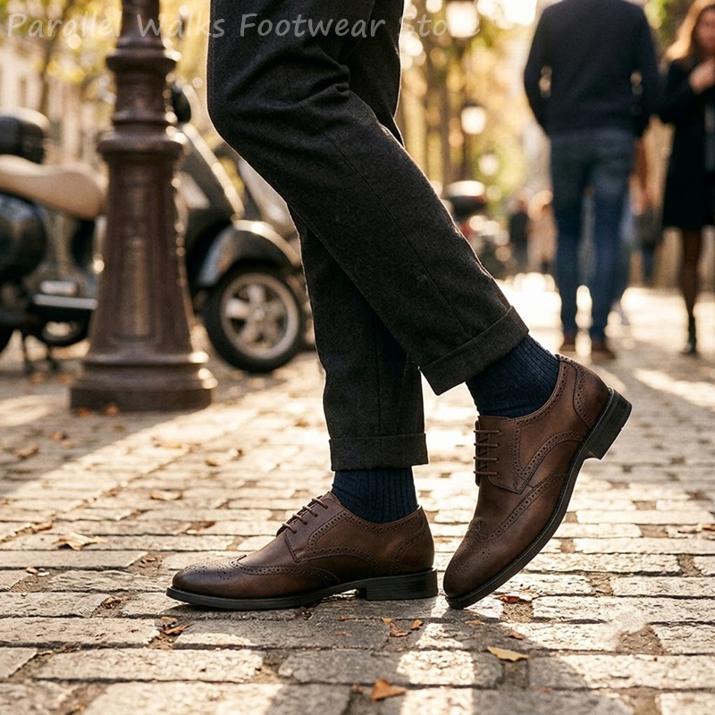 メンズブローグダービーシューズフォーマルウィングチップドレス - Men Shoes Formal のレビューと価格