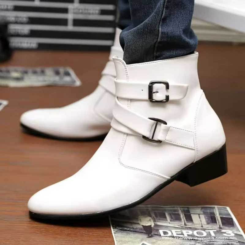新しいメンズブーツ レザーチェルシーブーツ ハイトップバック - Men Shoes Formal のレビューと価格