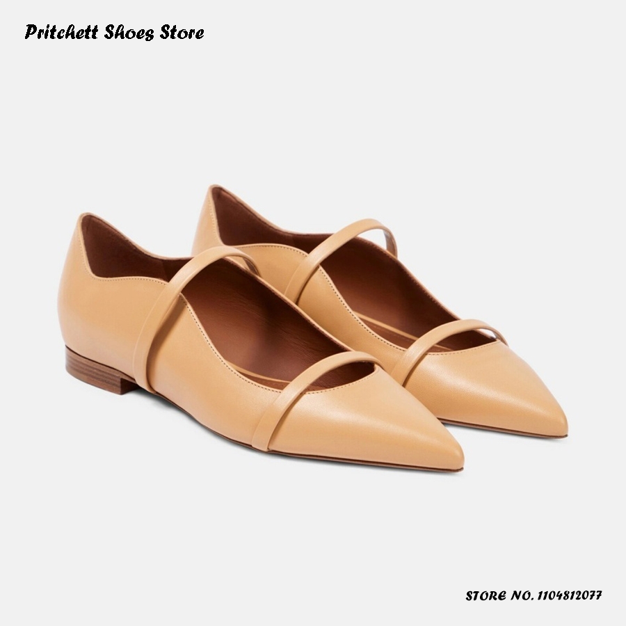 レディース ダブルストラップ レザー バレエシューズ ポイン - Men Shoes On のレビューと価格