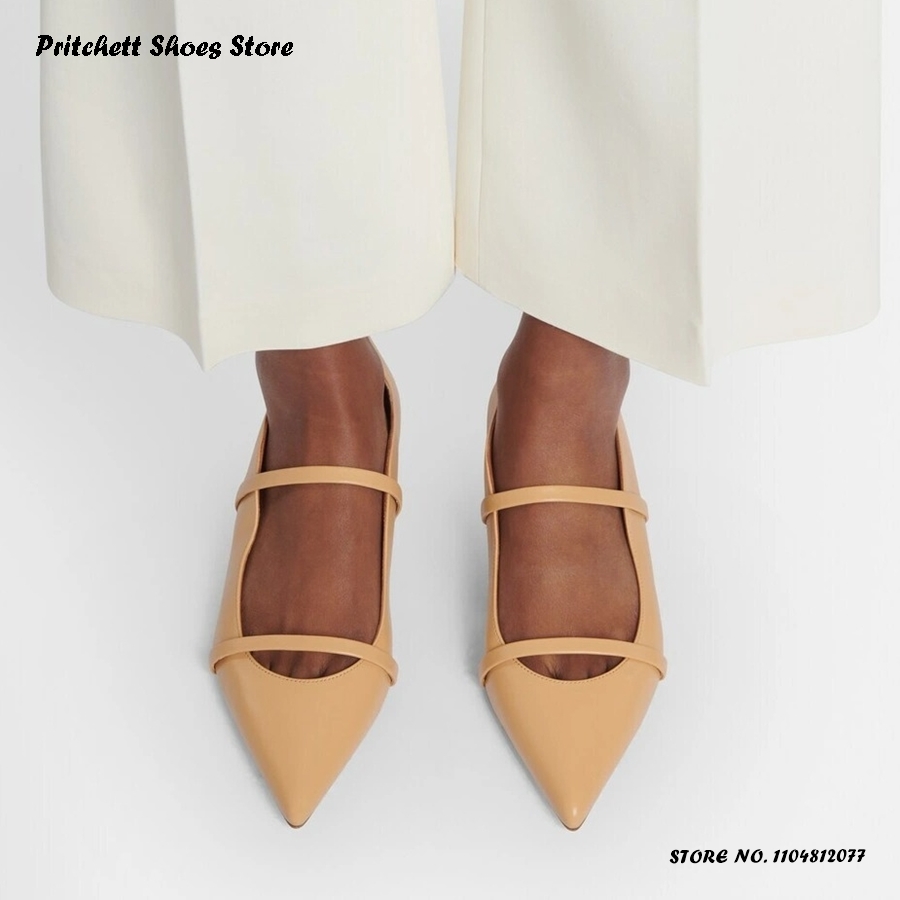 レディース ダブルストラップ レザー バレエシューズ ポイン - Men Shoes On のレビューと価格