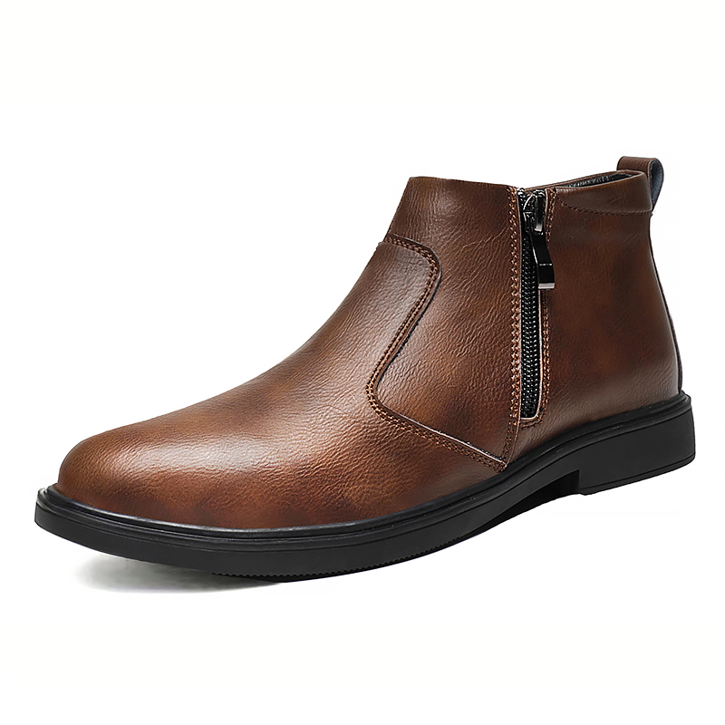 秋と冬の新しいメンズハイカットレザーシューズ、ジッパー付きレ - Men Shoes Formal のレビューと価格
