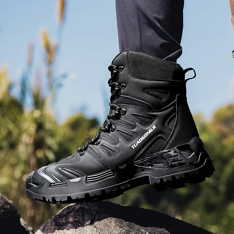男性の屋外ハイキング戦術ブーツ足首デザートブーツスポーツ登山 - Men Shoes Office のレビューと価格