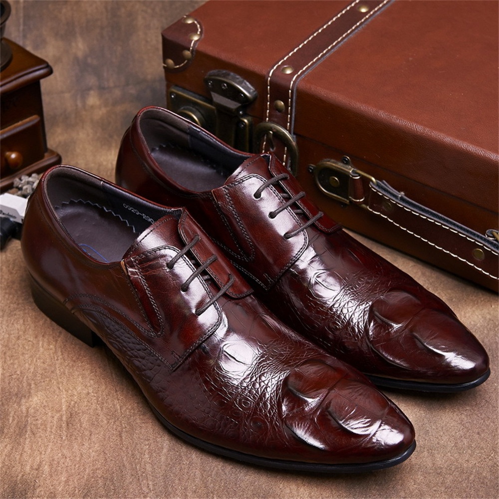 牛革型押しクロコダイル柄ブリティッシュスタイルメンズポインテ - Men Shoes Formal のレビューと価格