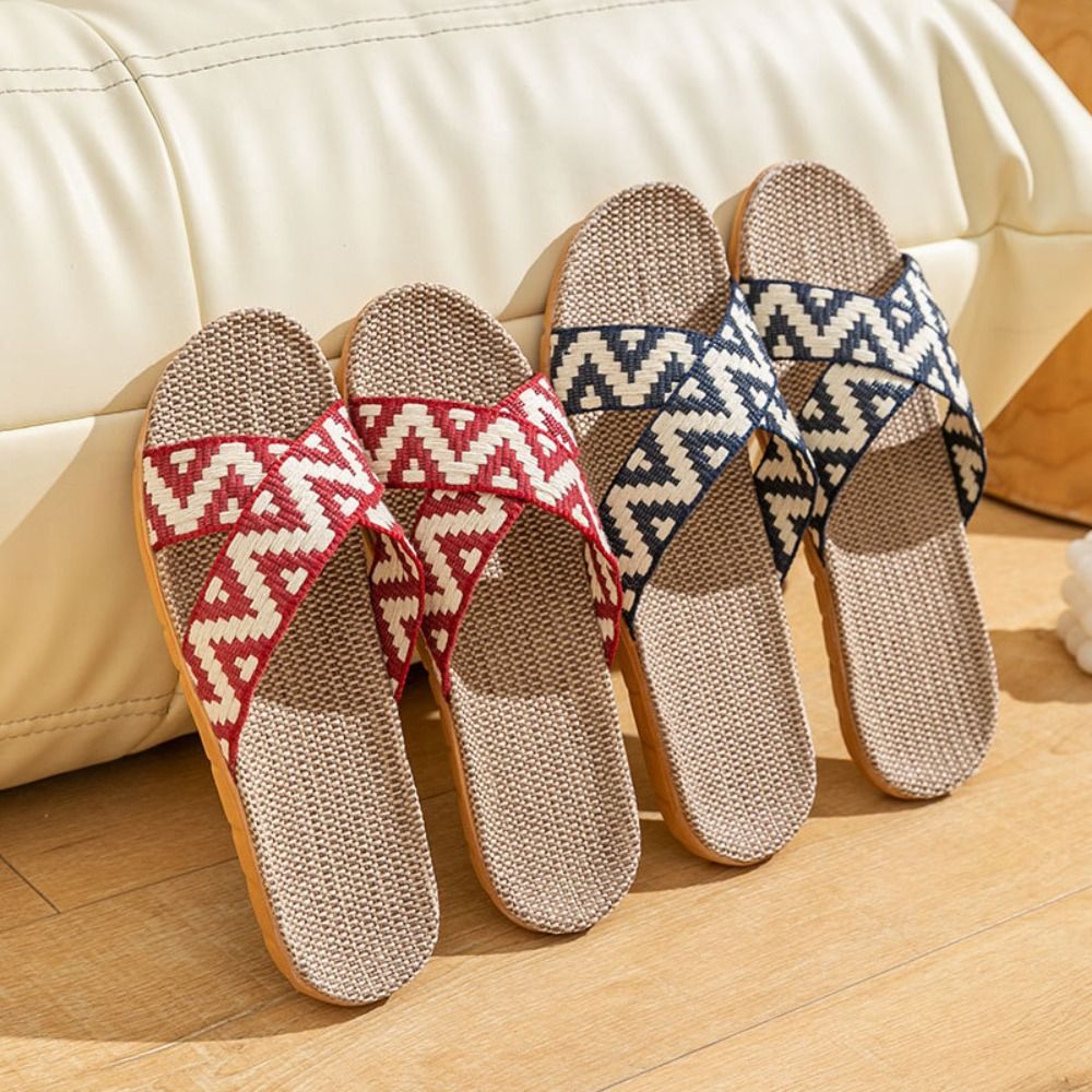 ファッションエスニックスタイルリネンクロススリッパ亜麻ソフト - Men'S Shoes In Style のレビューと価格
